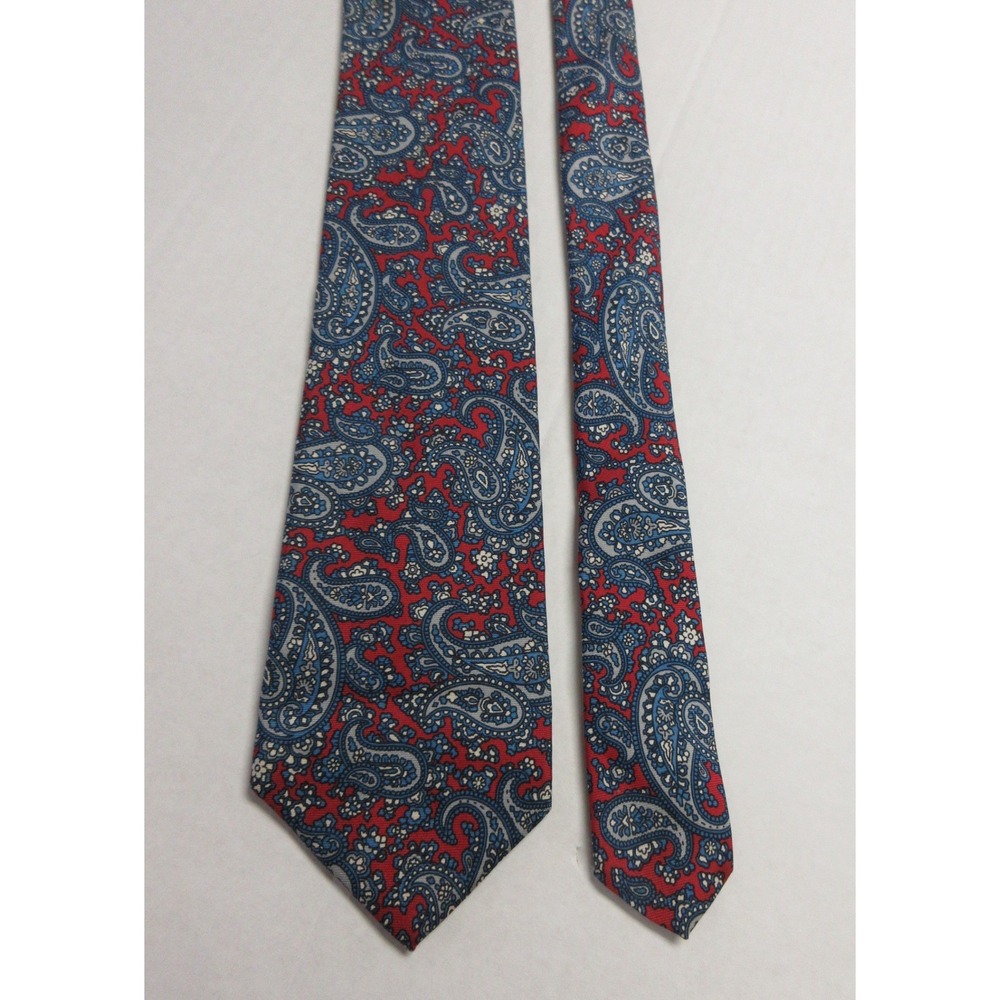 BERT PULITZER Extra Long 64"‎ Red Blue Paisley 100% Silk Tie Mens Designer Tie